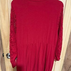 Torrid Red Long Sleeve Sundress with Bishop Sleeves